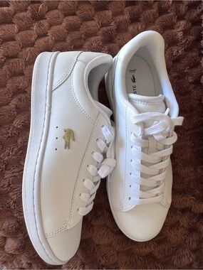 Lacoste White Low-Top Sneakers with Black Logo